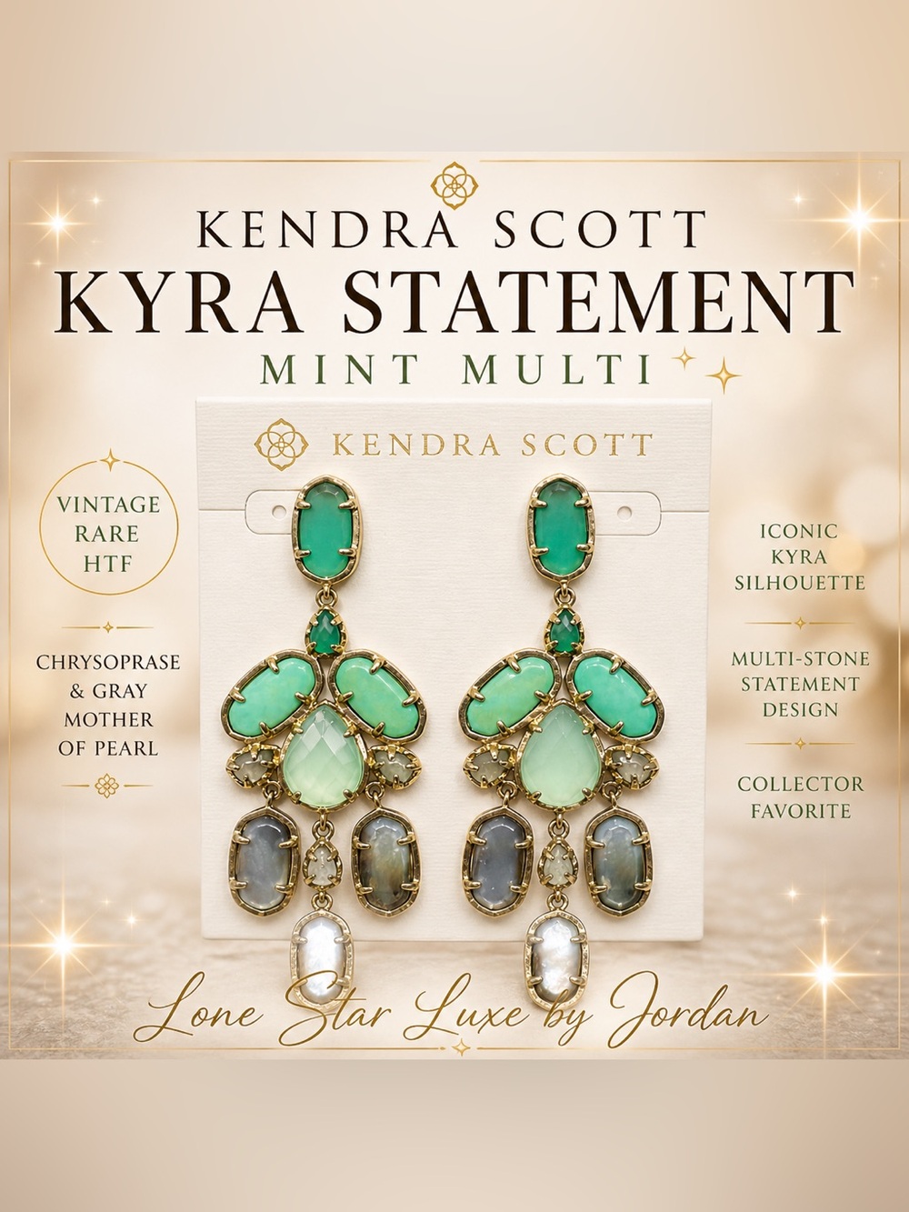 Kendra Scott Kyra Statement Mint Multi Chrysoprase Gray MOP Rare HTF Vintage